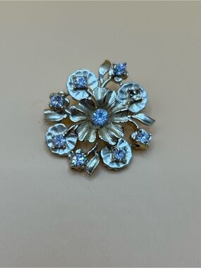 Gold-tone Floral Crystal Brooch